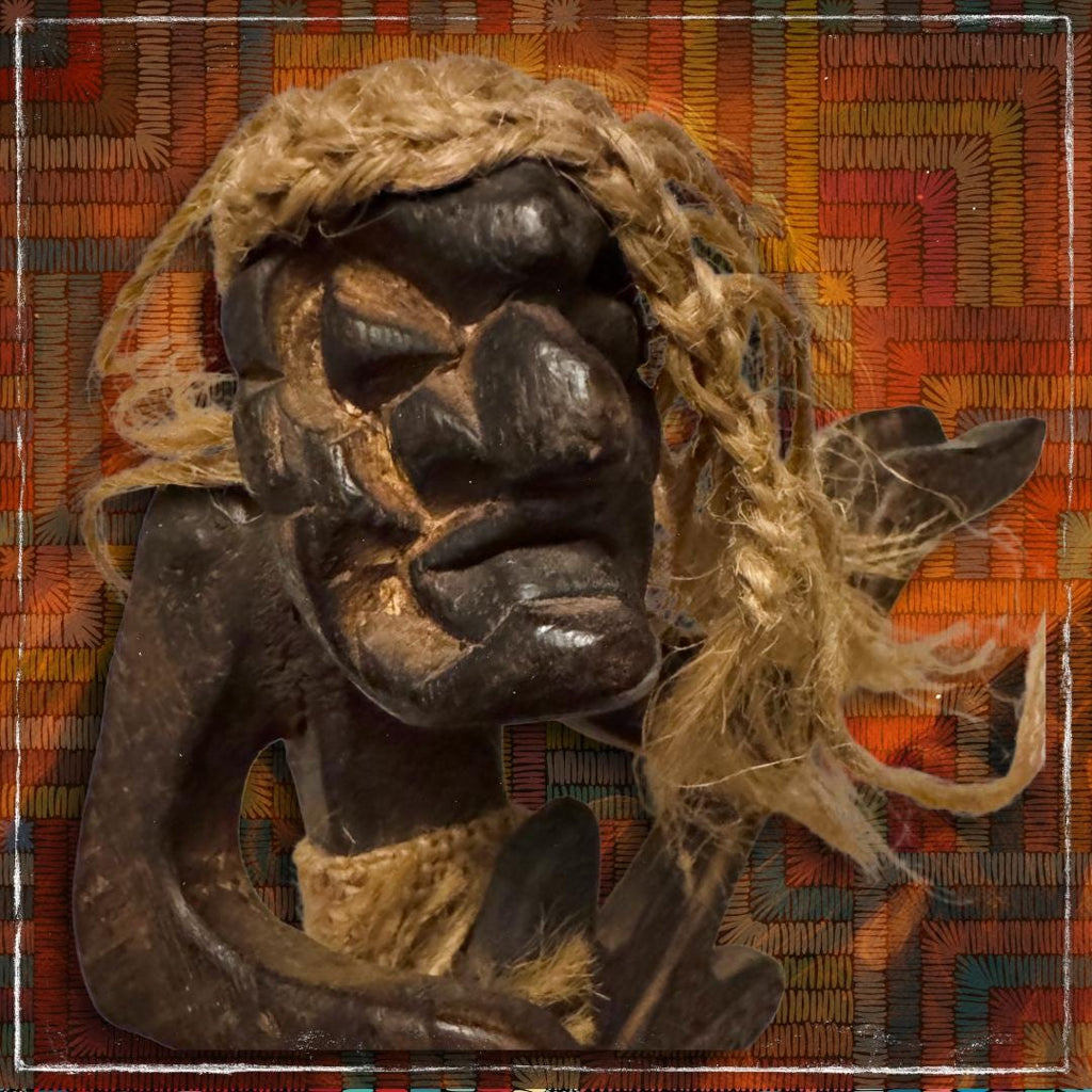 Enchanted Shango West African Orisha - Folk Art Guitarist Figurine | Hand-Carved Wood | Metta-Blessed™