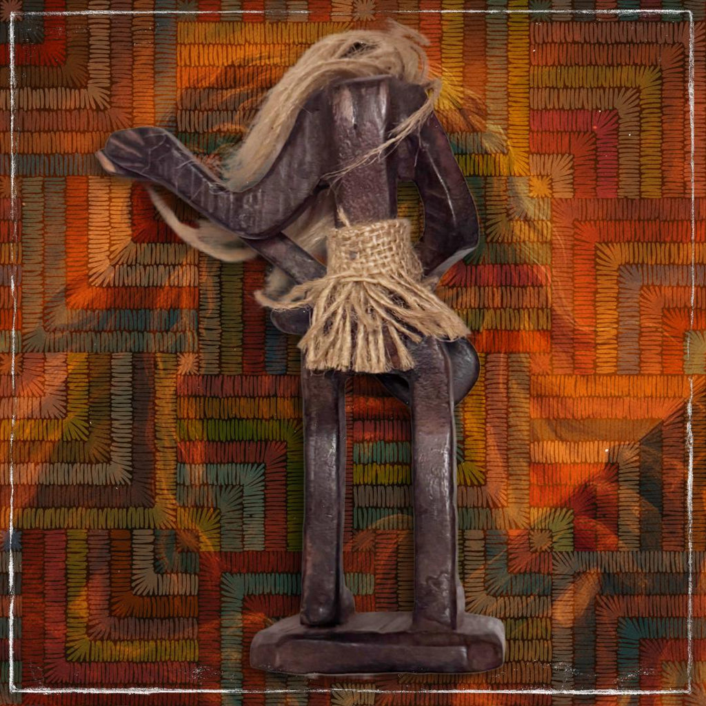 Enchanted Shango West African Orisha - Folk Art Guitarist Figurine | Hand-Carved Wood | Metta-Blessed™