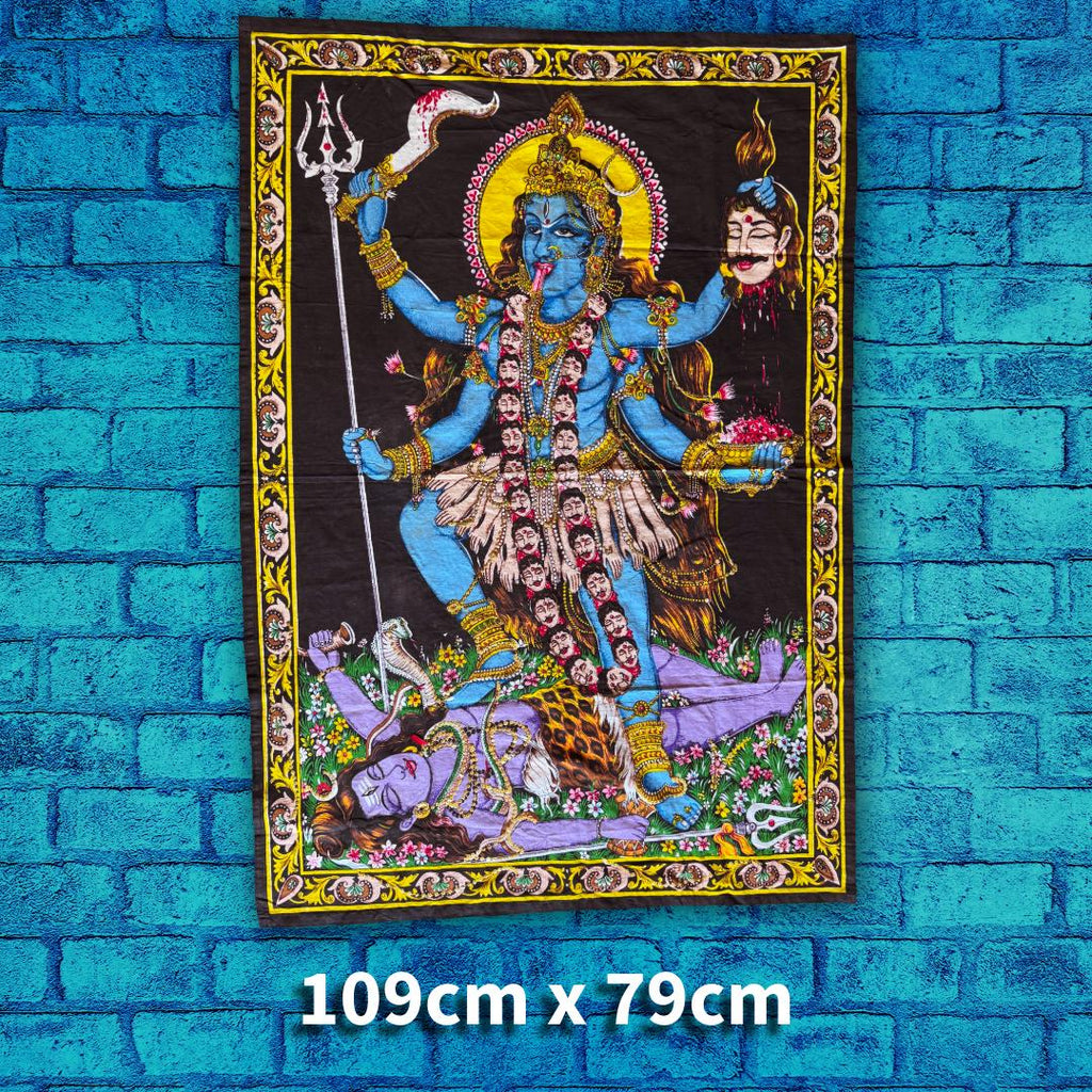 Large Vintage Kali Ma Devotional Textile | Temple-Scale Altar Cloth | Practitioner’s Legacy | Metta-Blessed™