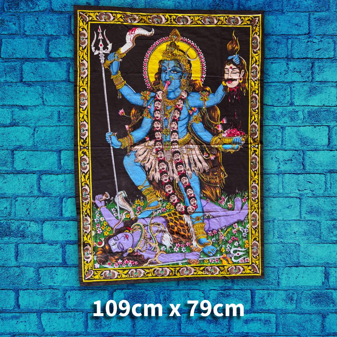 Large Vintage Kali Ma Devotional Textile | Temple-Scale Altar Cloth | Practitioner’s Legacy | Metta-Blessed™