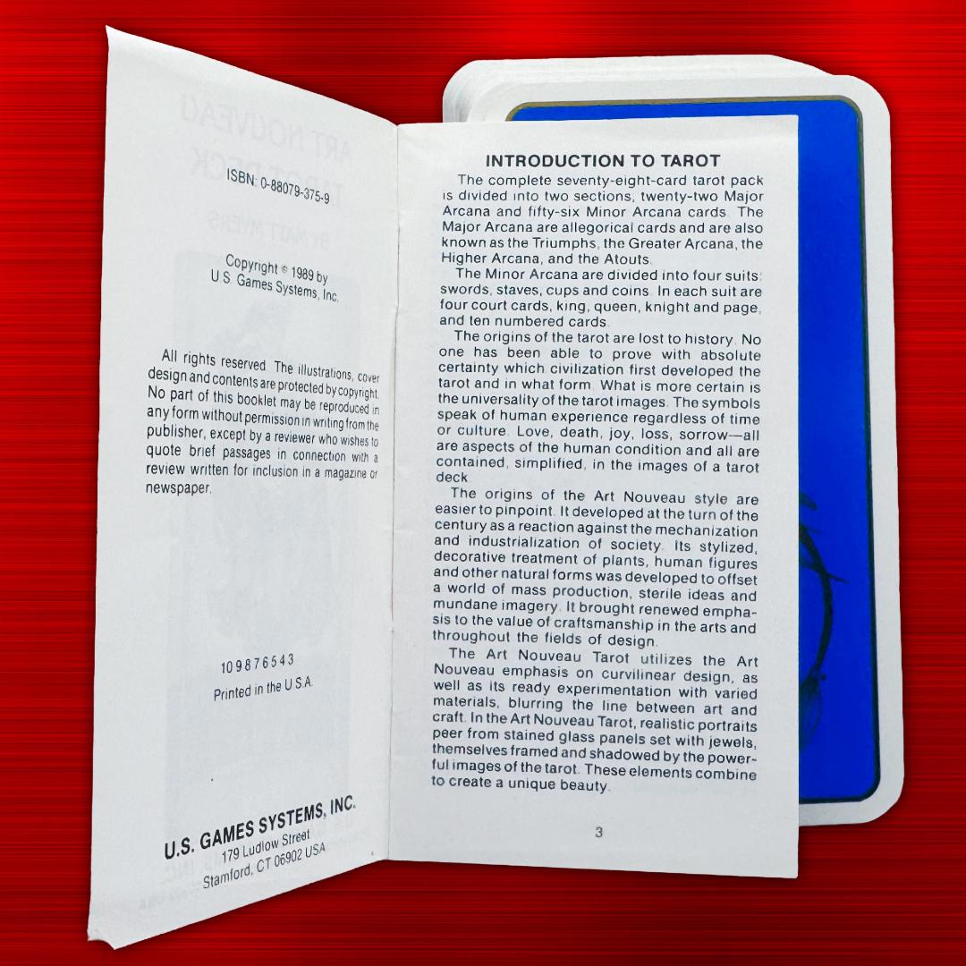 Art Nouveau Tarot Deck by Matt Myers (1989) – Vintage U.S. Games | Practitioner’s Legacy | Complete with Booklet | Metta-Blessed™