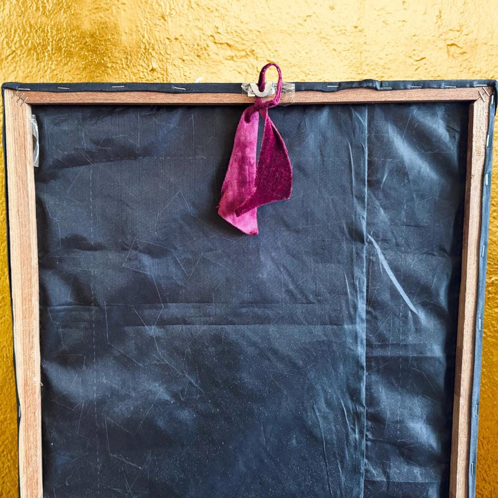 Large Hand-Embroidered Celestial Dancer Textile on Velvet | Vintage Southeast Asian Ceremonial Wall Art (109 × 79 cm) | Metta-Blessed™