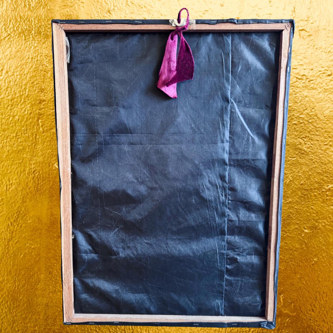 Large Hand-Embroidered Celestial Dancer Textile on Velvet | Vintage Southeast Asian Ceremonial Wall Art (109 × 79 cm) | Metta-Blessed™